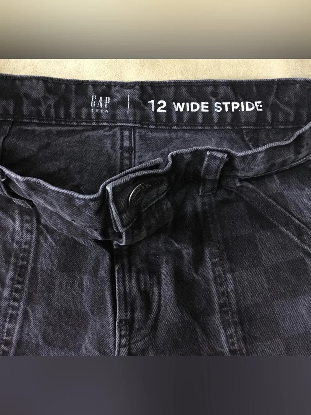 GAP Teen Gray 12 Wide Stride Checkerboard Relaxed Jeans - K802
